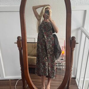 Kaitlyn Black and Red Geometric Midi Dress